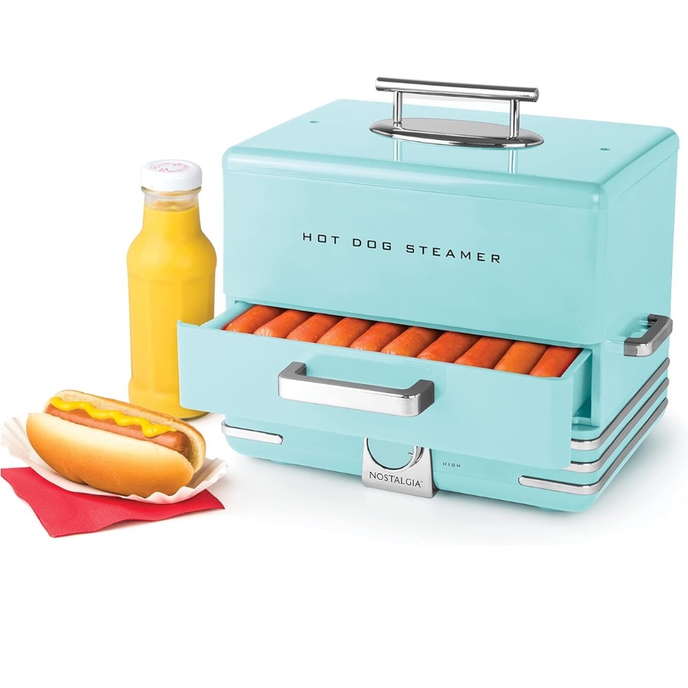 Nostalgia Teal Hot Dog Steamer